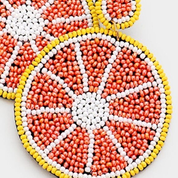 Grapefruit Seed Bead Earrings - Picture 2 of 3